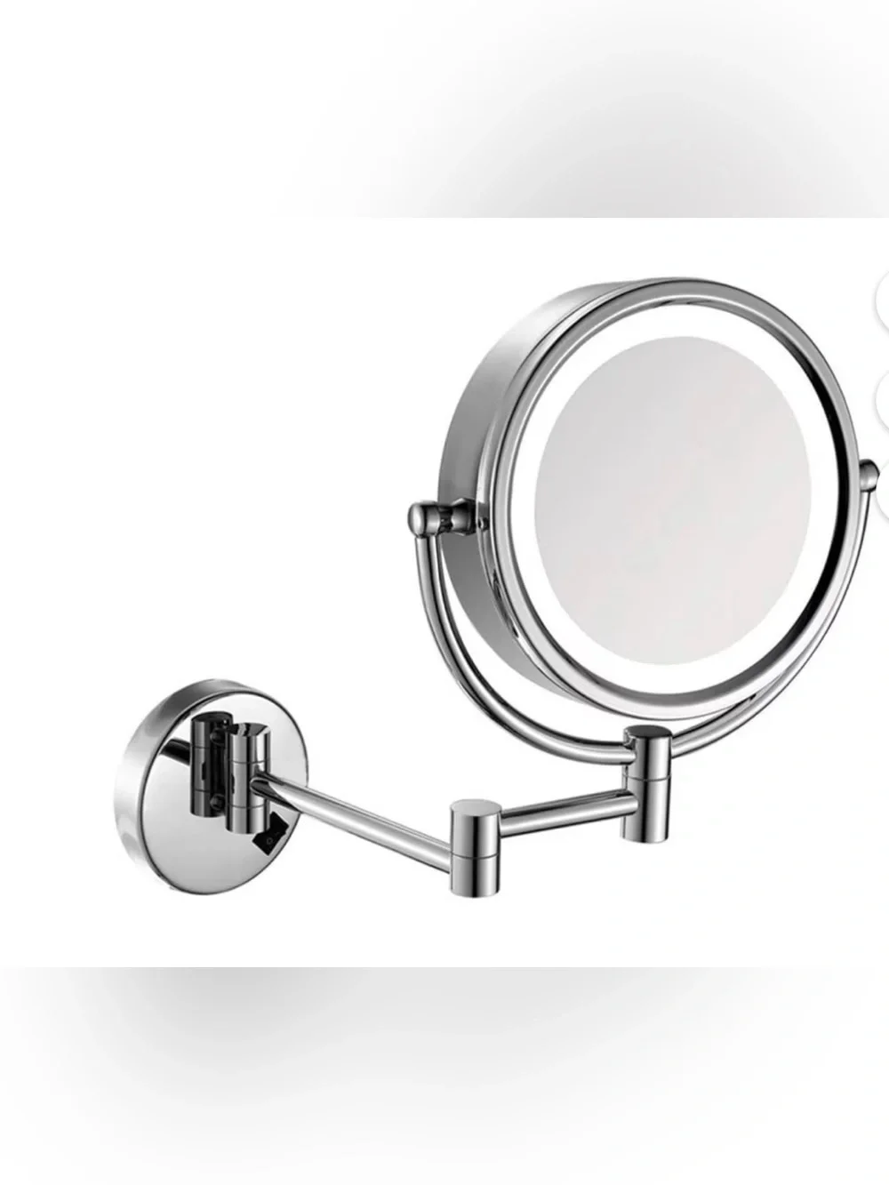 Never Used Wall-Mounted Round Extendable Makeup Mirror in Chrome